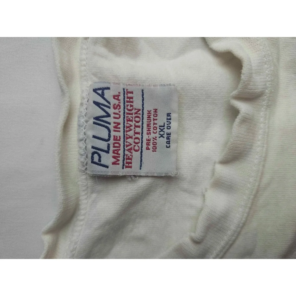 Pluma Vintage White Heavyweight Cotton T-Shirt Made in USA XXL Short Sleeve Mens